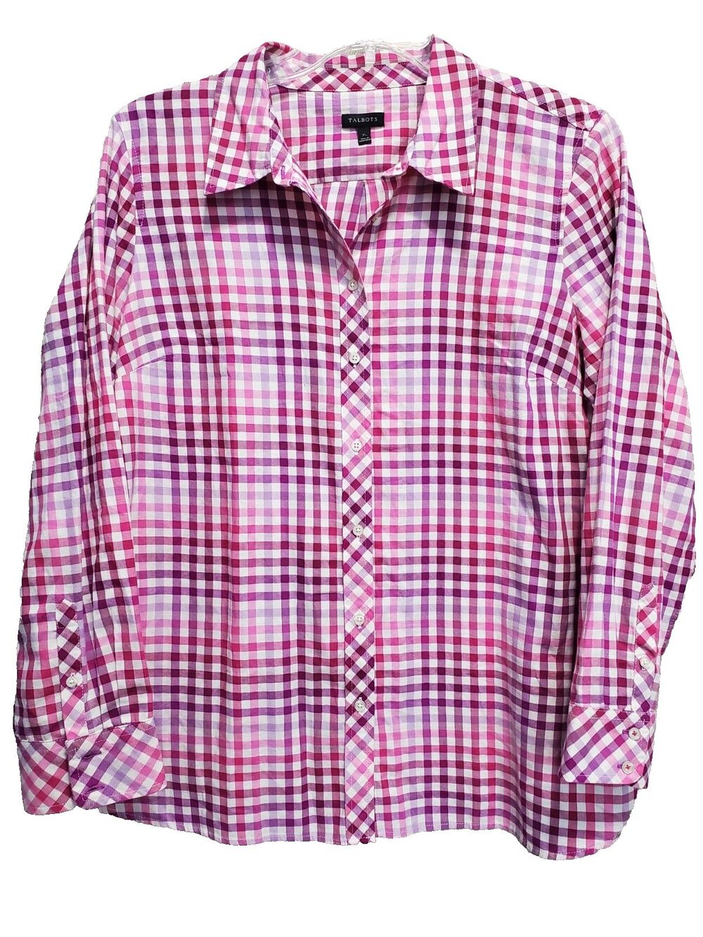 Talbots Brushed Cotton Multicolor Gingham Button-Up Shirt Size XL NWOT